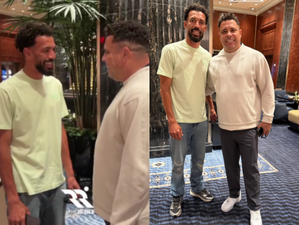 Vozinha, goleiro de Cabo Verde, encontra Ronaldo Fenômeno em Nova Iorque