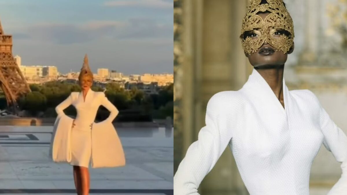 Zendaya impressiona em Paris com máscara dourada de Alexander McQueen na estreia de “A Odisseia”