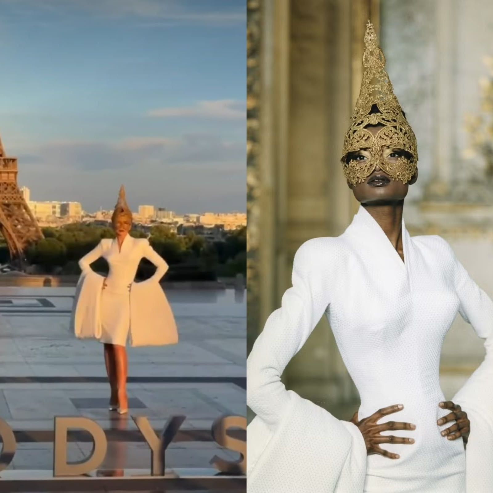 Zendaya impressiona em Paris com máscara dourada de Alexander McQueen na estreia de “A Odisseia”
