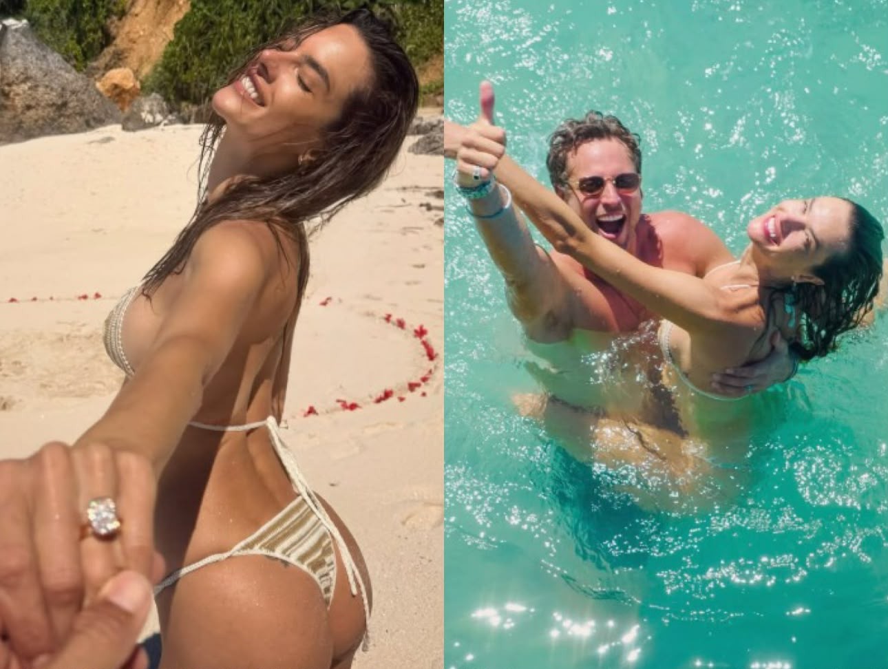 Alessandra Ambrosio exibe aliança de noivado com Buck Palmer em viagem à Indonésia