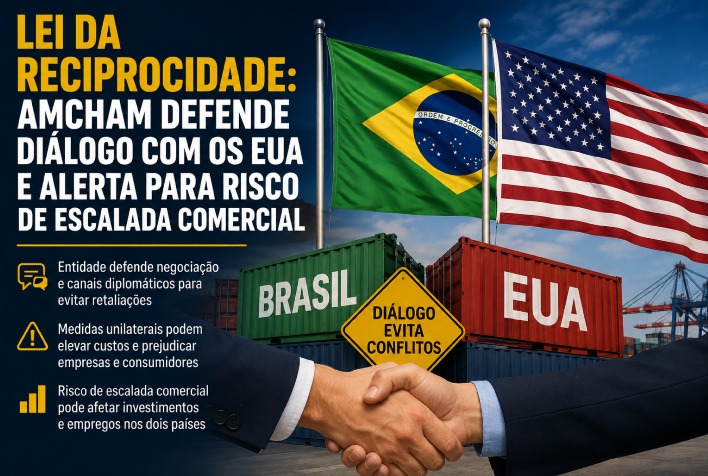 Amcham pede diálogo entre Brasil e EUA e alerta sobre riscos de retaliação comercial