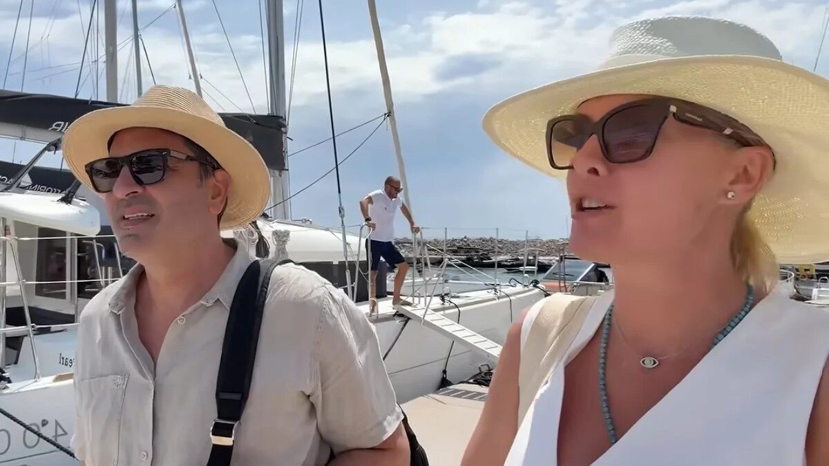 Ana Hickmann explora vulcão ativo na Grécia em viagem com Edu Guedes e o filho