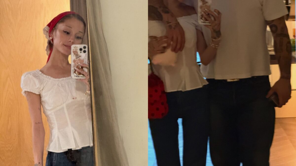 Ariana Grande e Ricky Álvarez exibem looks combinando em selfie no espelho