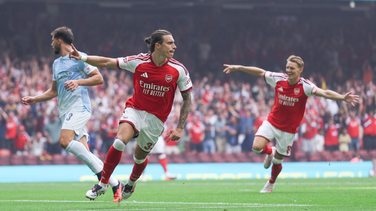 Arsenal vence Manchester City por 3 a 0 e conquista a Supercopa da Inglaterra