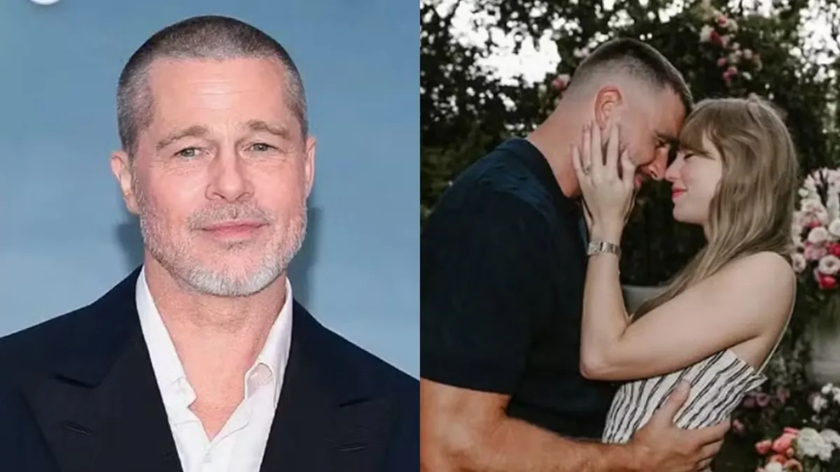 Brad Pitt é visto bebendo no casamento de Taylor Swift e Travis Kelce e confirma retorno ao álcool