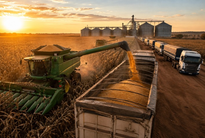 Colheita do milho safrinha atinge 78,2% e pressiona logística em Mato Grosso