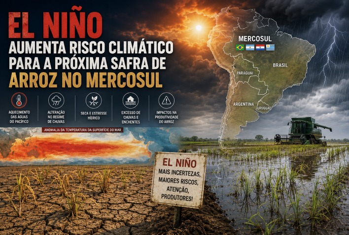 El Niño eleva riscos climáticos para safra de arroz no Mercosul em 2026