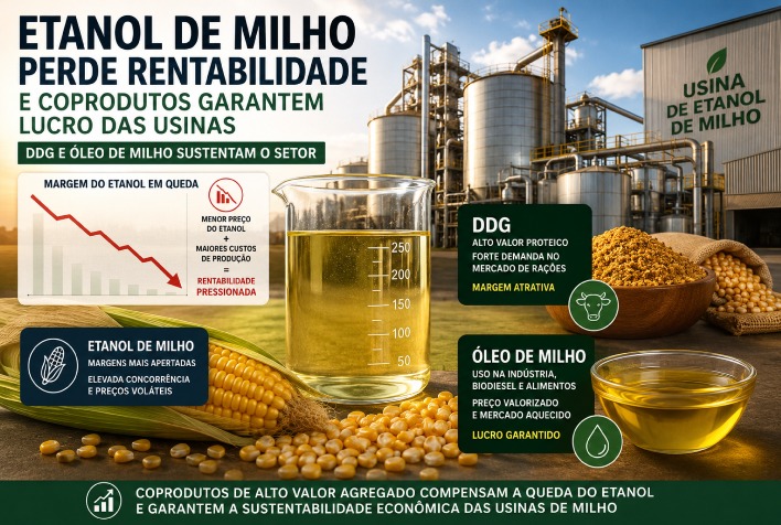 Etanol de milho perde rentabilidade e coprodutos garantem lucro das usinas