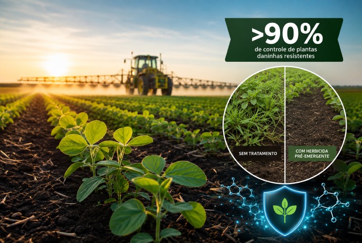 Herbicida pré-emergente para soja atinge mais de 90% de controle de plantas daninhas