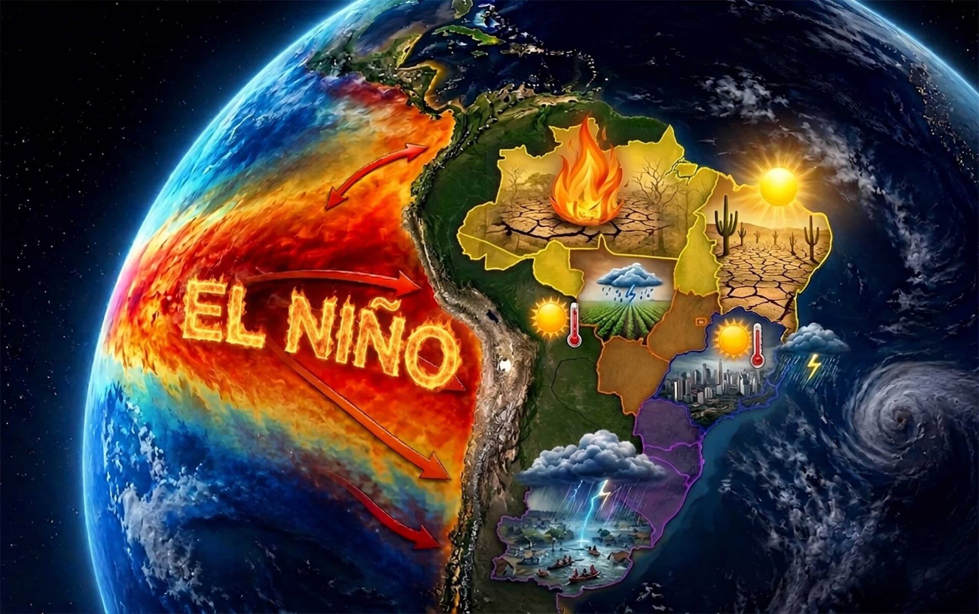 IA antecipa impactos do El Niño no Brasil e revela riscos regionais até 2027