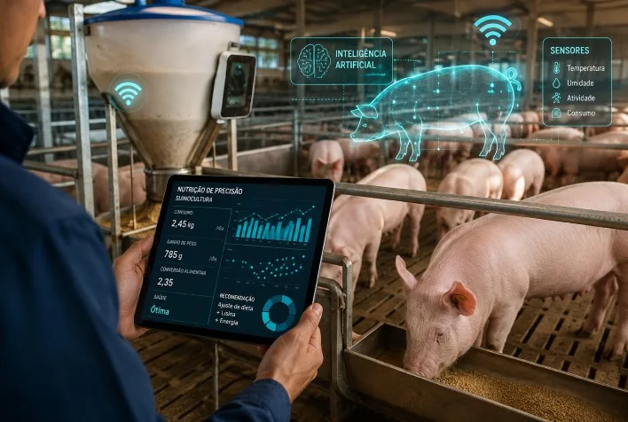 Inteligência artificial revoluciona nutrição de precisão na suinocultura brasileira