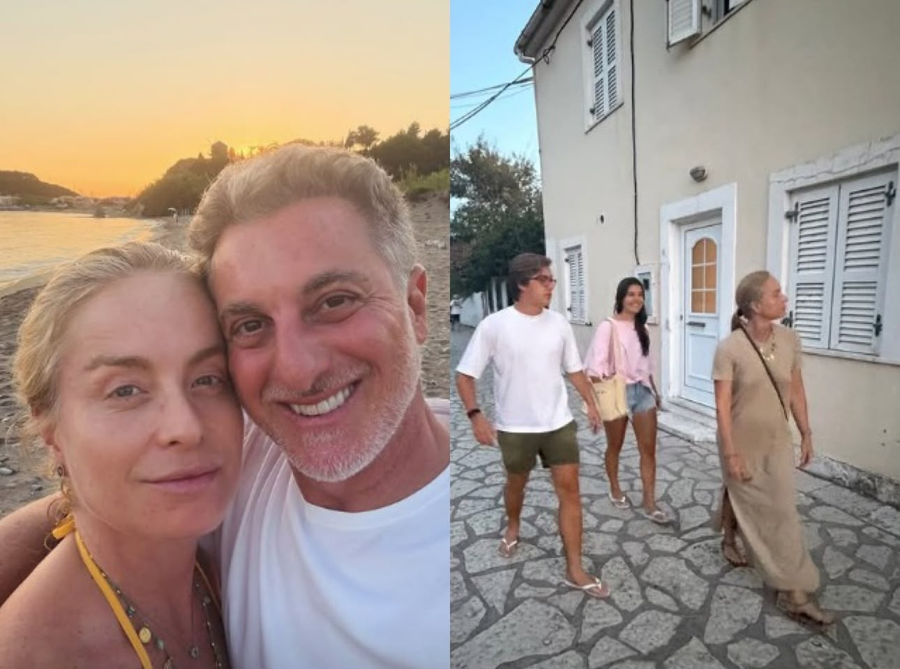 Luciano Huck e Angélica curtem férias em família e mistério musical na Grécia