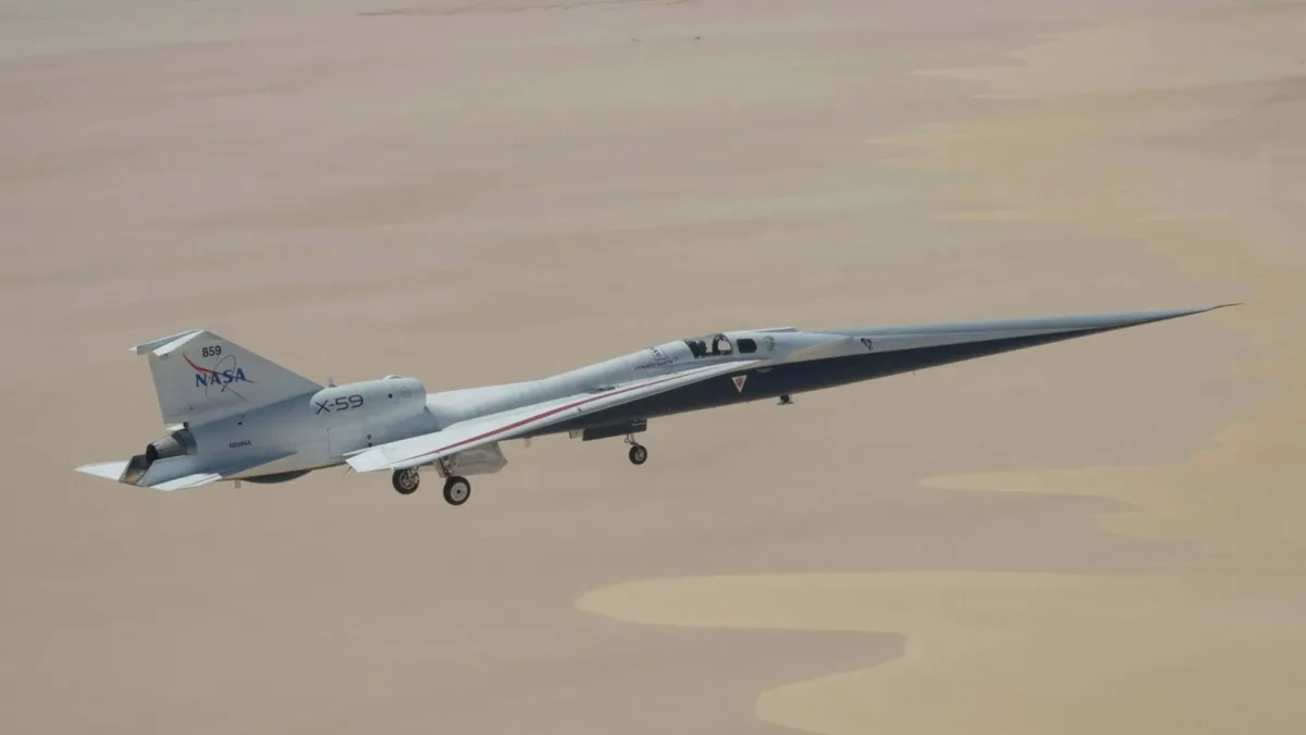 NASA testa X-59, avião supersônico que promete voar sem estrondo sônico
