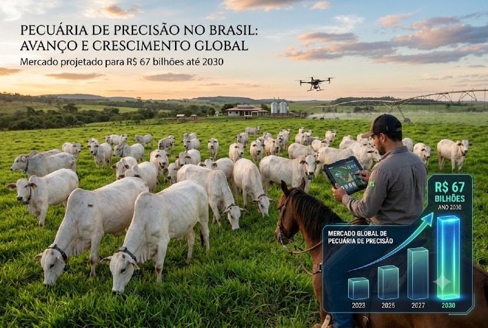 Pecuária de precisão no Brasil deve movimentar R$ 67 bilhões até 2030, aponta estudo