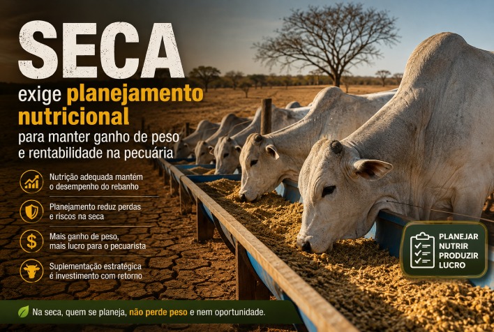 Planejamento nutricional é essencial para pecuária enfrentar seca e garantir rentabilidade