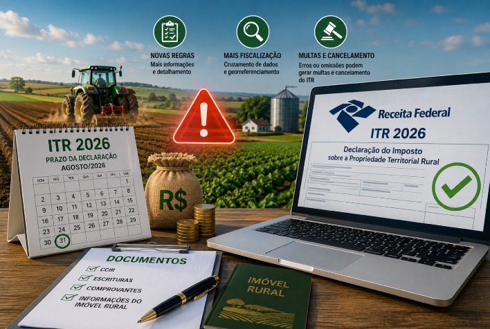 Produtores rurais devem redobrar atenção ao ITR 2026 e ao Valor da Terra Nua