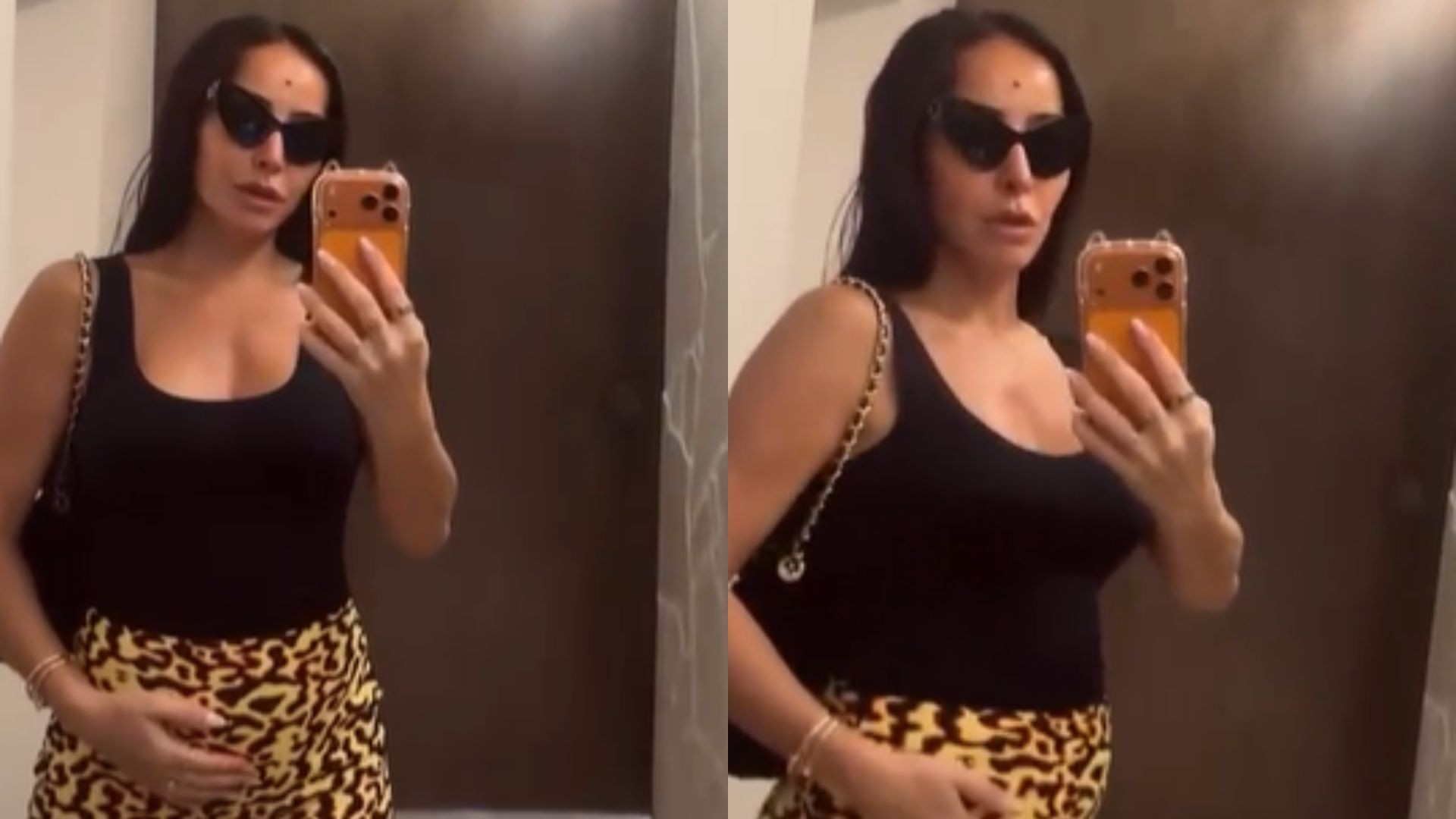 Sabrina Sato revela barriguinha de grávida em look de oncinha e inicia 'Dog House Brasil'