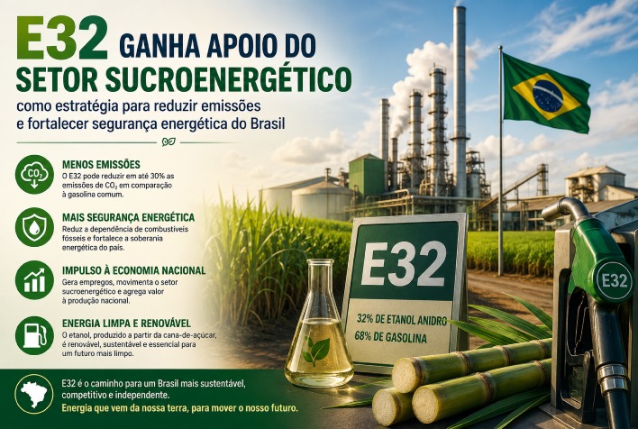 Setor sucroenergético apoia E32 como estratégia para descarbonização e segurança energética do Brasil