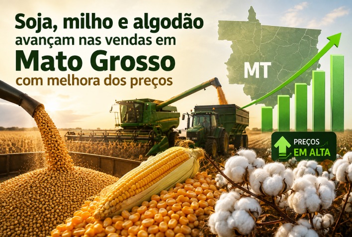 Soja, milho e algodão têm vendas em alta em Mato Grosso com preços melhores