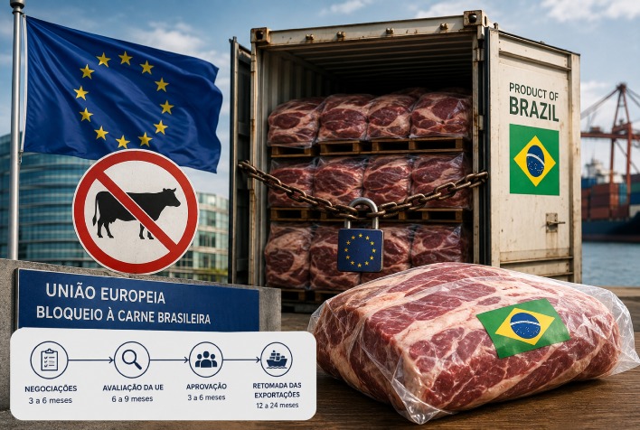 União Europeia mantém embargo à carne brasileira; retomada pode levar até dois anos