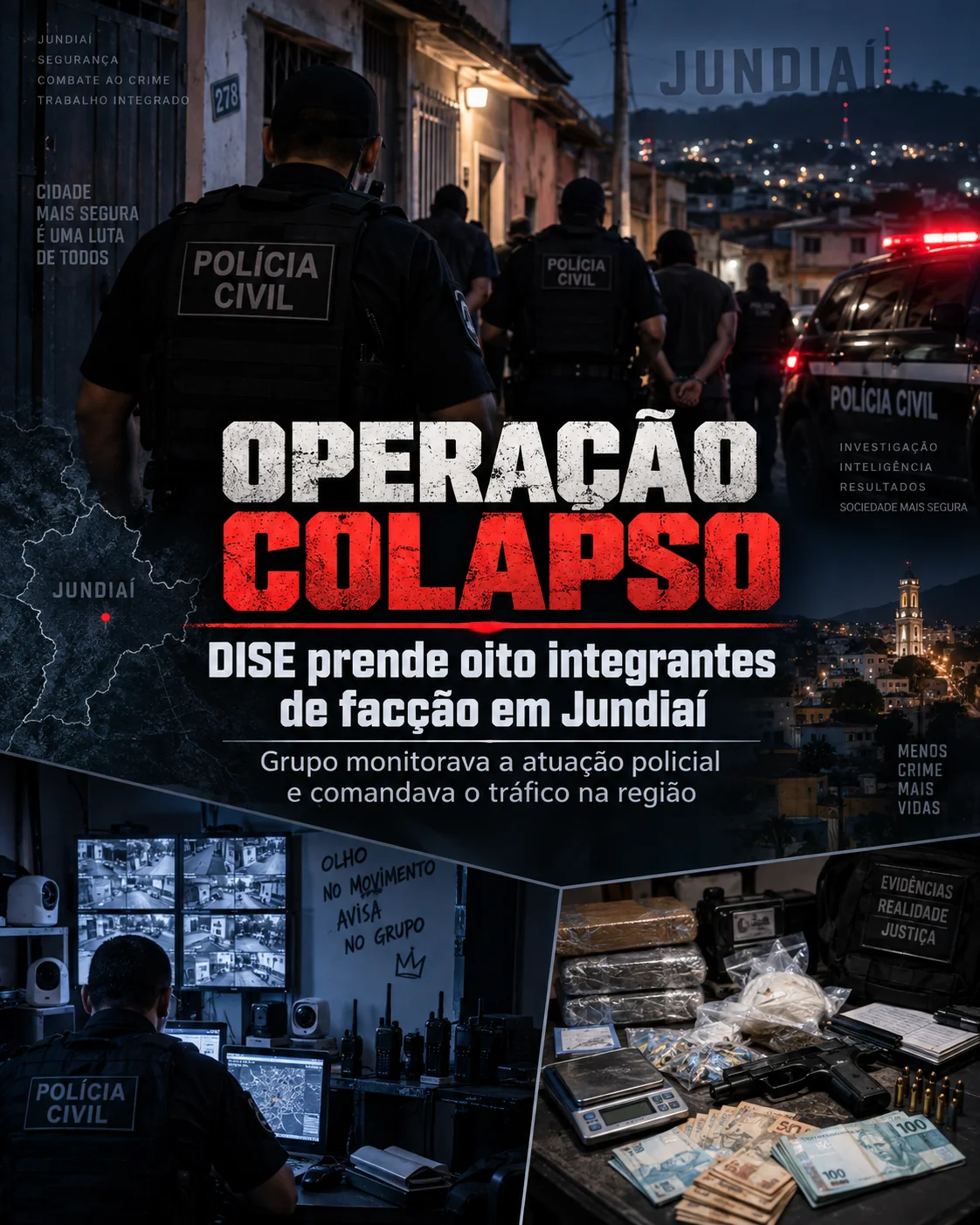 DISE prende oito em operação contra facção criminosa em Jundiaí