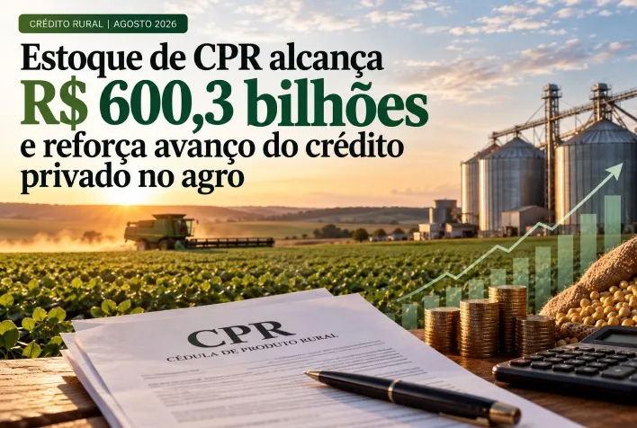 Estoque de CPR no agro atinge R$ 600,3 bilhões e impulsiona crédito privado