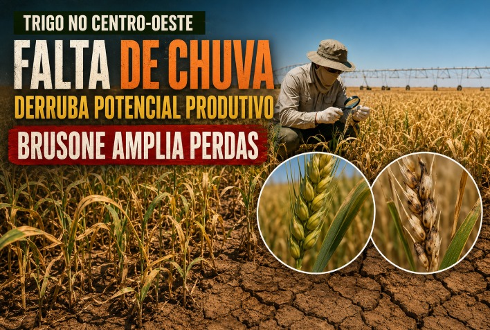 Falta de chuva e brusone reduzem produção de trigo no Centro-Oeste em 2026