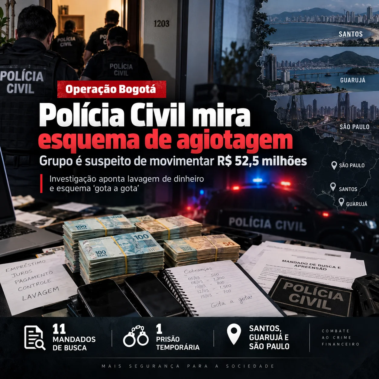 Polícia Civil prende suspeito de agiotagem em operação que movimentou R$ 52,5 milhões