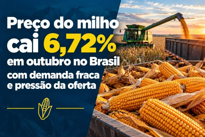Preço do milho cai 6,72% em outubro no Brasil devido a demanda fraca