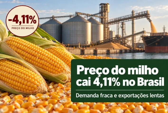 Preço do milho no Brasil cai 4,11% com demanda fraca e exportações lentas